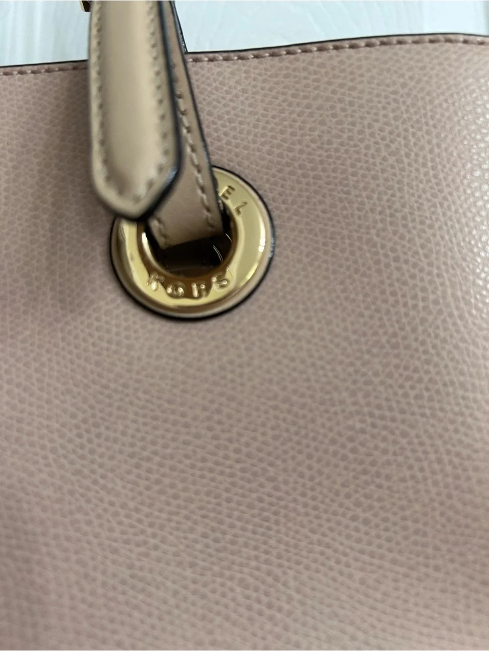 Michael Kors Jet Set pebbled leather tote in soft blush pink with gold tone hard